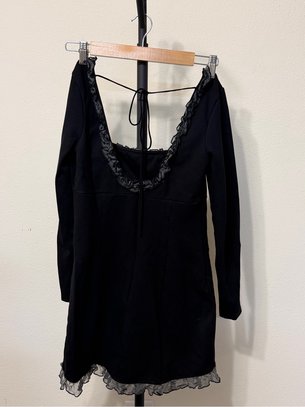 Free People Frilly Backless Long-Sleeve Mini Dress